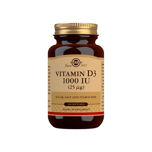 Solgar Vitamina D3 1000 IU 100 cápsulas blandas